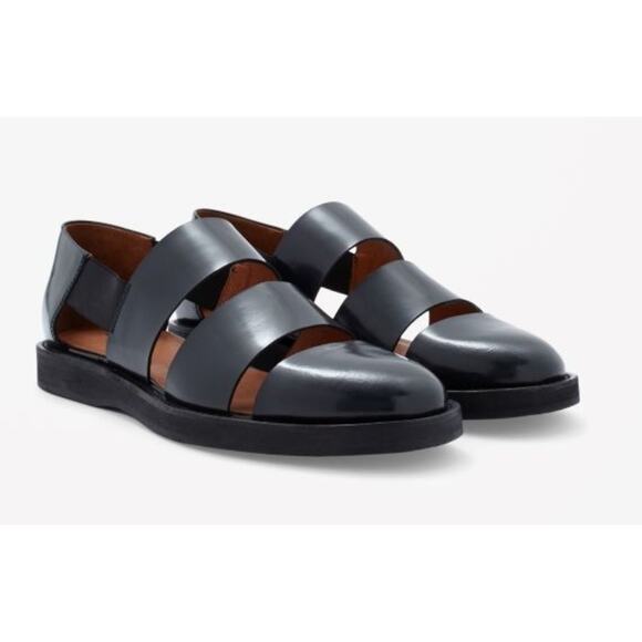 COS Men’s Black Leather Fisherman Sandals Size 10.5 Minimalist Euro Luxe main image 7